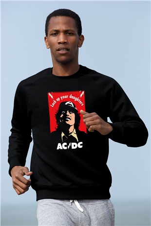 AC DC Lock Up Your Daughters Siyah Unisex Sweatshirt