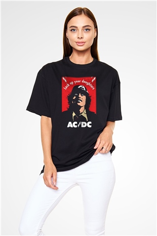 AC DC Lock Up Your Daughters Siyah Unisex Oversize Tişört T-Shirt