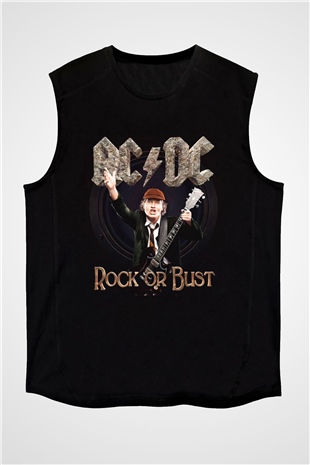AC DC Rock Or Bust Siyah Unisex Kolsuz Tişört