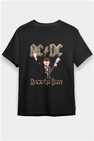 AC DC Rock Or Bust Siyah Unisex Tişört T-Shirt - TişörtFabrikası
