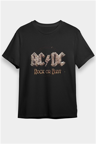AC DC Rock Or Bust Siyah Unisex Tişört T-Shirt - TişörtFabrikası