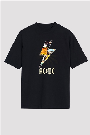 AC DC Thunderbolt Siyah Unisex Oversize Tişört T-Shirt
