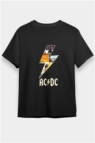 AC DC Thunderbolt Siyah Unisex Tişört T-Shirt - TişörtFabrikası