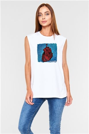 Acacia Strain Baskılı Unisex Beyaz Kolsuz Tişört