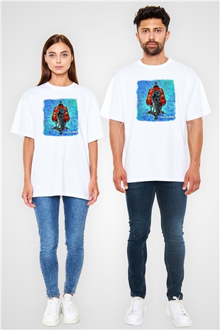Acacia Strain Baskılı Unisex Beyaz Oversize Tişört