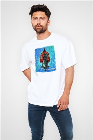 Acacia Strain Baskılı Unisex Beyaz Oversize Tişört