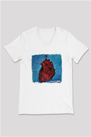Acacia Strain Baskılı Unisex Beyaz V Yaka Tişört
