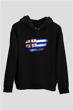 Acara Özerk Cumhuriyeti - Adjara Bayrağı Baskılı Unisex Siyah Hoodie