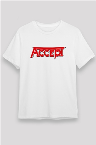 Accept Baskılı Unisex Beyaz Tişört