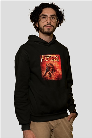 Accept Baskılı Unisex Siyah Hoodie