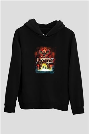 Accept Baskılı Unisex Siyah Hoodie