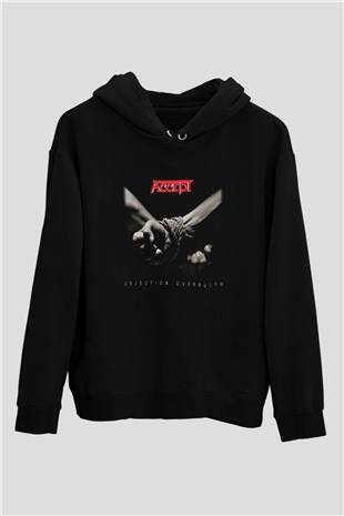 Accept Baskılı Unisex Siyah Hoodie