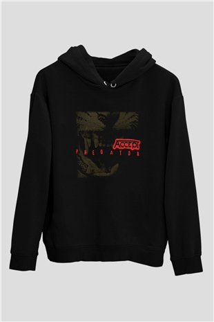 Accept Baskılı Unisex Siyah Hoodie