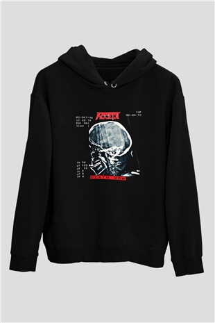 Accept Baskılı Unisex Siyah Hoodie