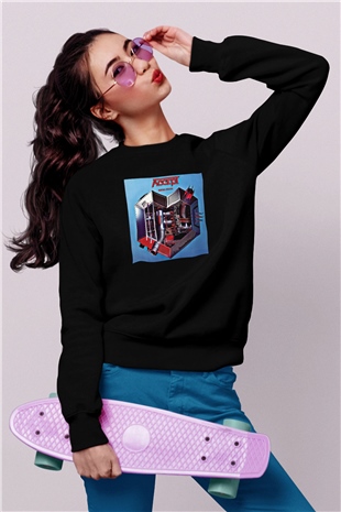 Accept Baskılı Unisex Siyah Sweatshirt