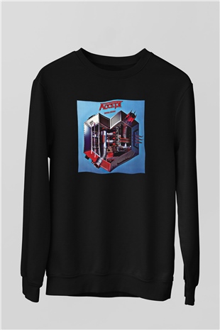 Accept Baskılı Unisex Siyah Sweatshirt