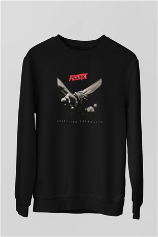Accept Baskılı Unisex Siyah Sweatshirt