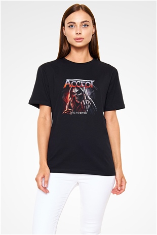 Accept Baskılı Unisex Siyah Tişört