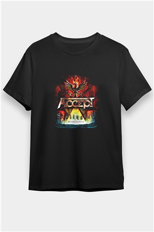 Accept Baskılı Unisex Siyah Tişört