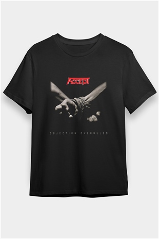Accept Baskılı Unisex Siyah Tişört
