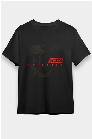 Accept Baskılı Unisex Siyah Tişört