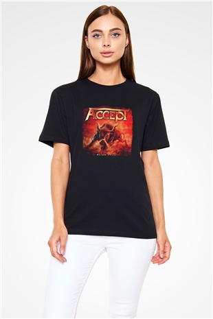 Accept Baskılı Unisex Siyah Tişört