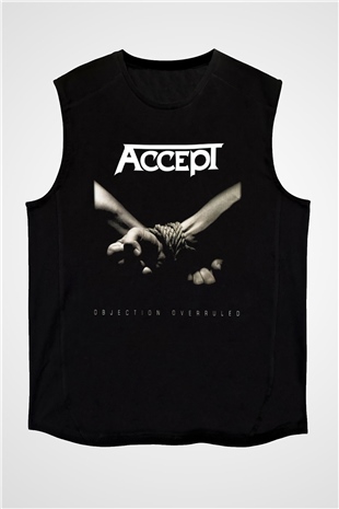Accept Siyah Unisex Kolsuz Tişört