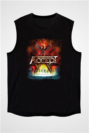 Accept Siyah Unisex Kolsuz Tişört
