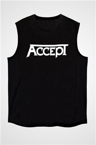 Accept Siyah Unisex Kolsuz Tişört