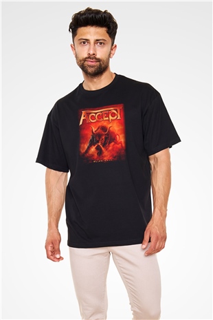 Accept Siyah Unisex Oversize Tişört T-Shirt