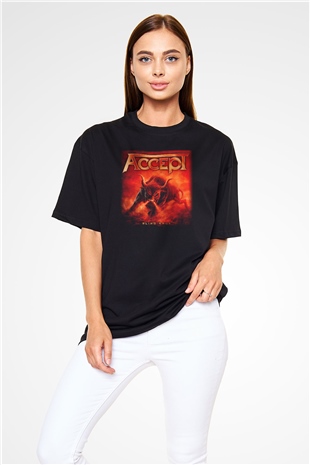 Accept Siyah Unisex Oversize Tişört T-Shirt