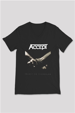Accept Siyah Unisex V Yaka Tişört T-Shirt
