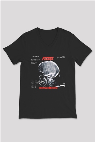 Accept Siyah Unisex V Yaka Tişört T-Shirt