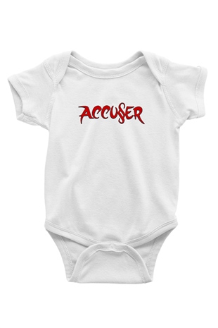 Accuser Baskılı Unisex Beyaz Bebek Body - Zıbın
