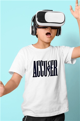 Accuser Baskılı Unisex Beyaz Çocuk Tişört