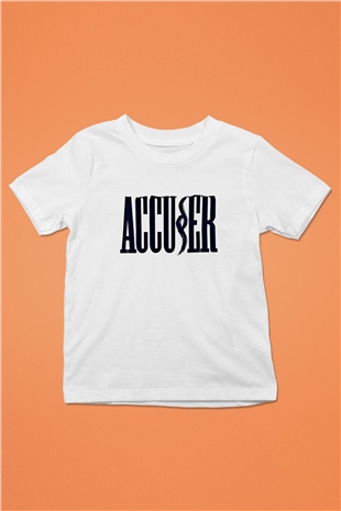 Accuser Baskılı Unisex Beyaz Çocuk Tişört