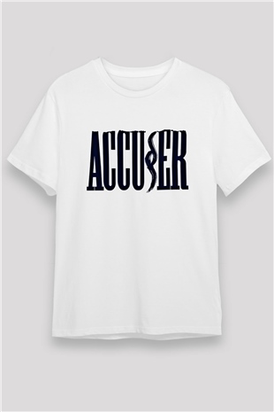 Accuser Baskılı Unisex Beyaz Tişört