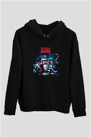 Accuser Baskılı Unisex Siyah Hoodie