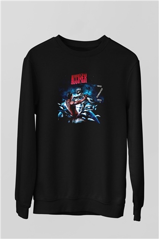 Accuser Baskılı Unisex Siyah Sweatshirt