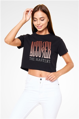 Accuser Siyah Crop Top Tişört
