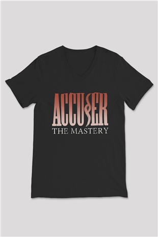 Accuser Siyah Unisex V Yaka Tişört T-Shirt
