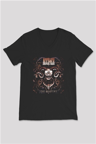 Accuser Siyah Unisex V Yaka Tişört T-Shirt
