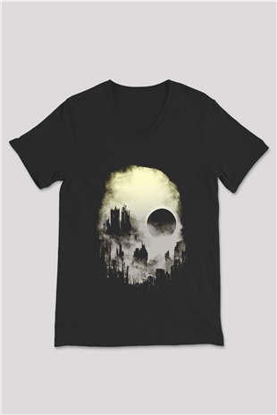 Accuser Siyah Unisex V Yaka Tişört T-Shirt