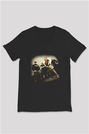 Accuser Siyah Unisex V Yaka Tişört T-Shirt