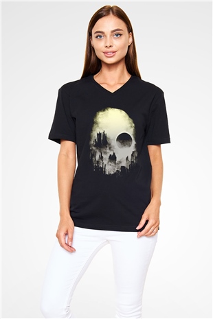 Accuser Siyah Unisex V Yaka Tişört T-Shirt