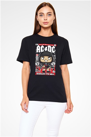 ACDC Baskılı Unisex Siyah Tişört