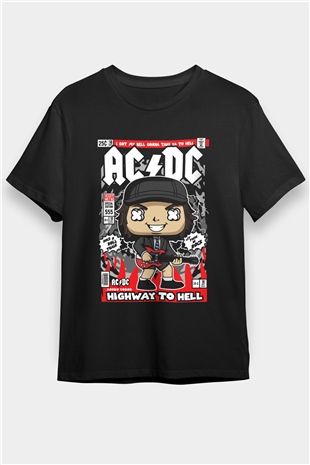 ACDC Baskılı Unisex Siyah Tişört