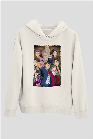 Ace Attorney Beyaz Unisex Hoodie