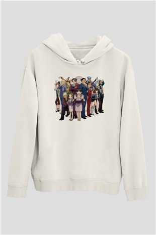 Ace Attorney Beyaz Unisex Hoodie