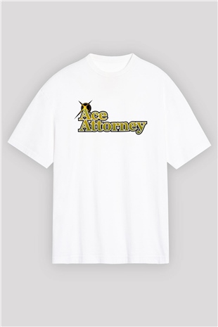 Ace Attorney Beyaz Unisex Oversize Tişört T-Shirt